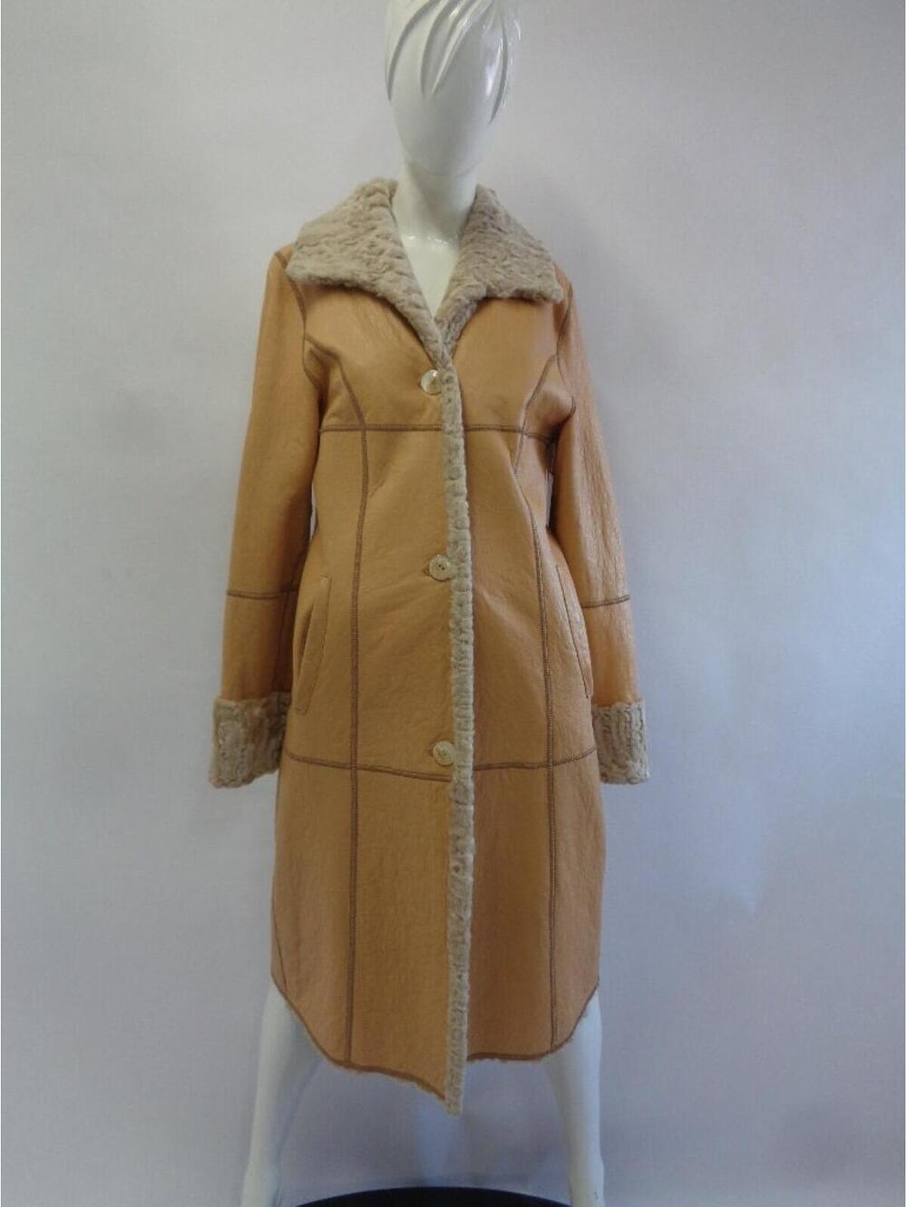 Brand New Brown /Beige Lamb Fur Coat Jacket Women Woman Sz 4 Small